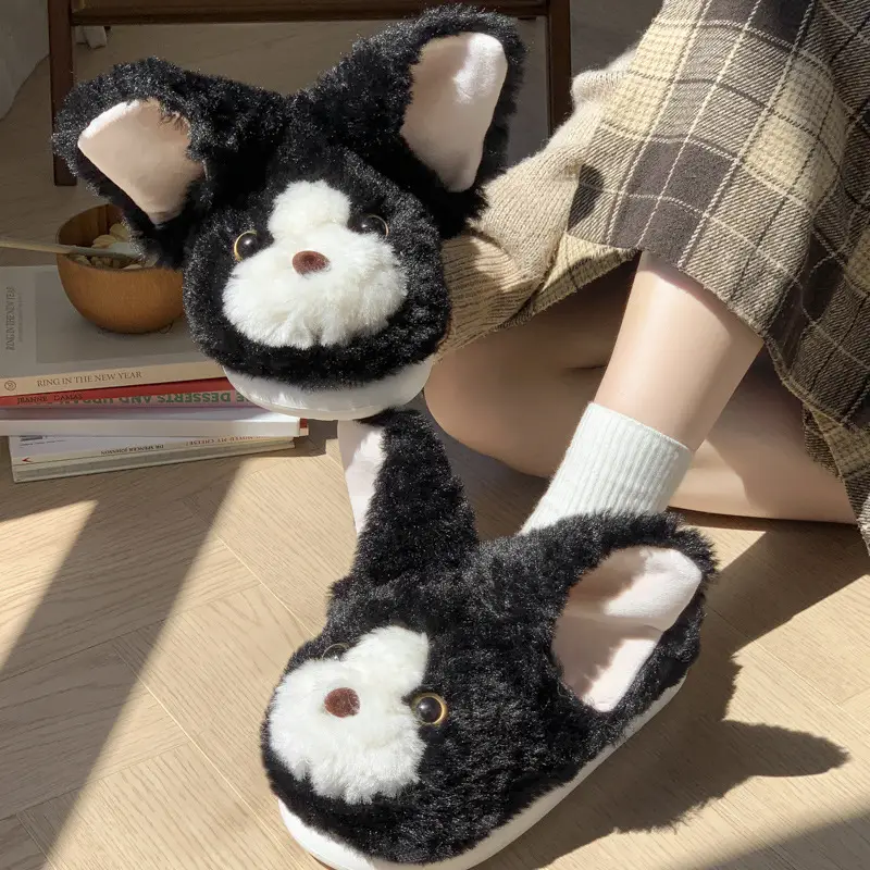 2025 New Cute Cotton Slippers Devon Meow Warm Women's Eva Women's Shoes for Outer Wear at Home Thickeneded Soft-Soled Cotton Slippers - Image 7