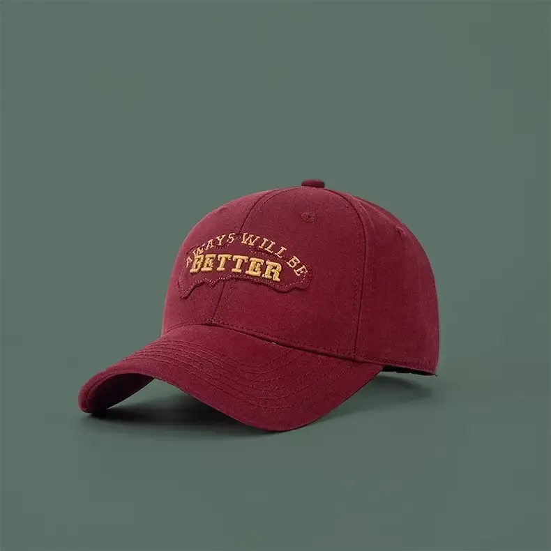 Maroon Letter Sunshade Cap with Embroidered Design — feature 6