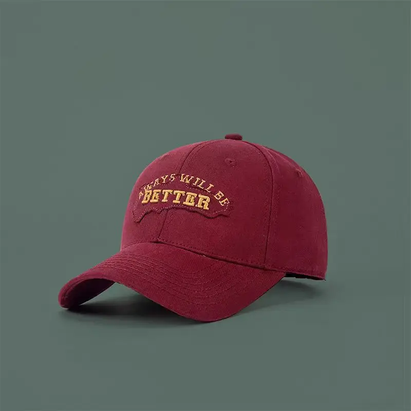 Maroon Letter Sunshade Cap with Embroidered Design - Image 4