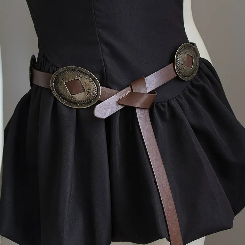 Western Style Women's Knotted Belt Black - Image 6