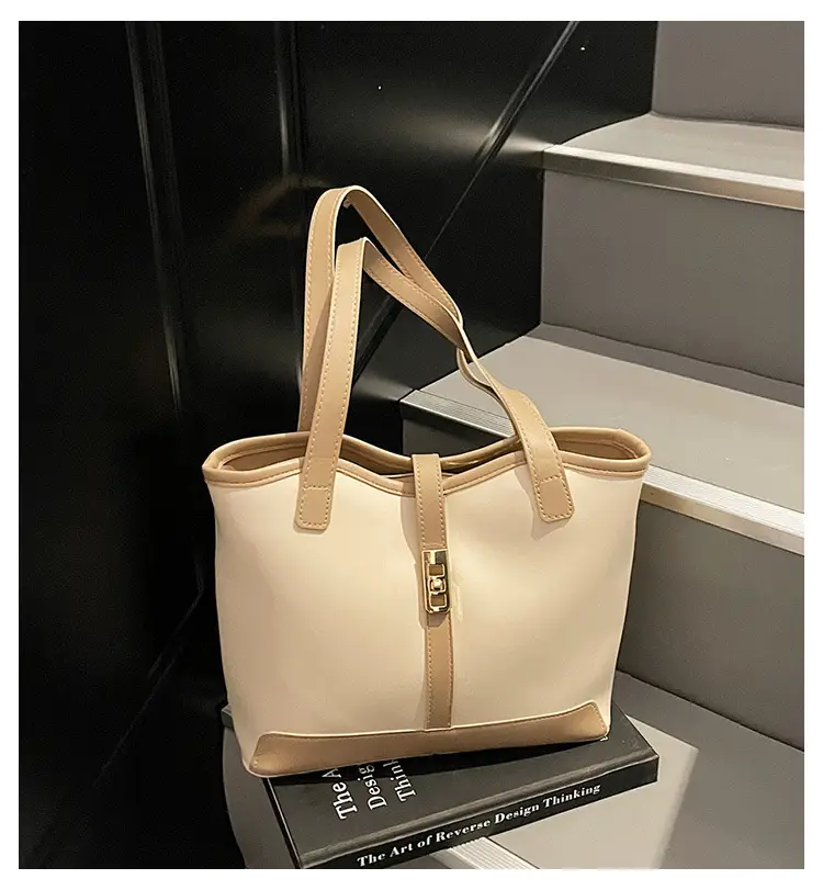 Women's Large Capacity Textured Shoulder Bag Beige 2025 — feature 1