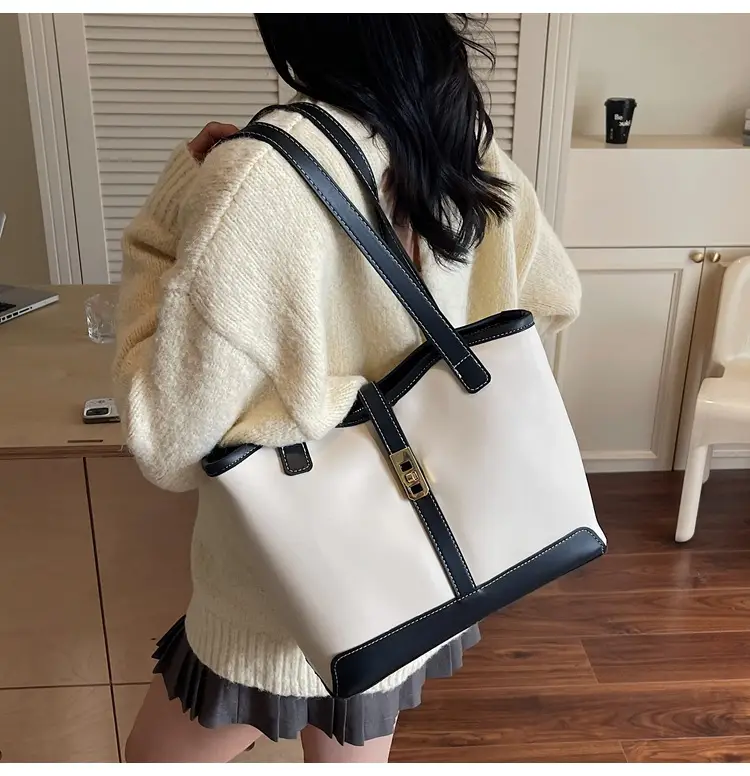 Women's Large Capacity Textured Shoulder Bag Beige 2025 — feature 22