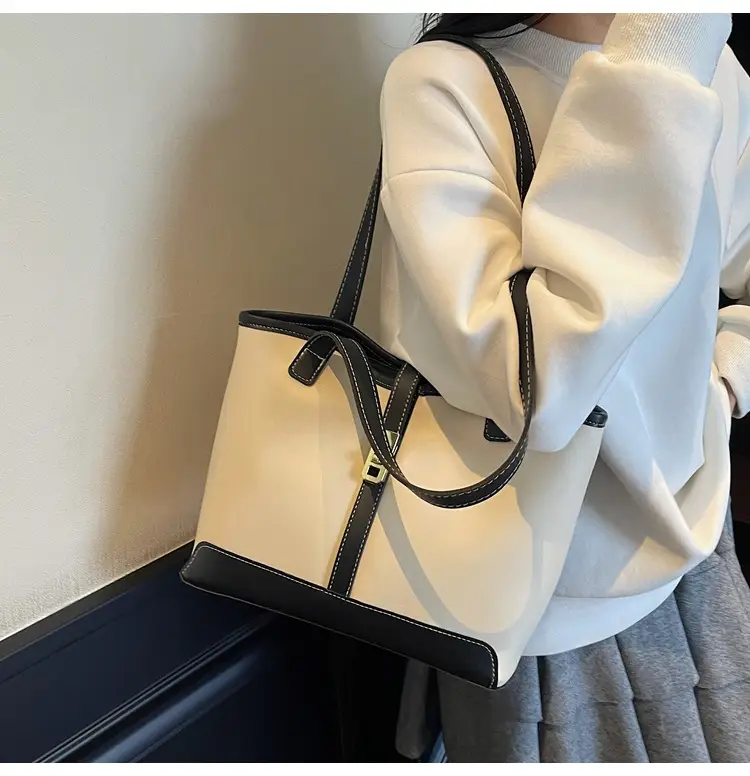 Women's Large Capacity Textured Shoulder Bag Beige 2025 — feature 26