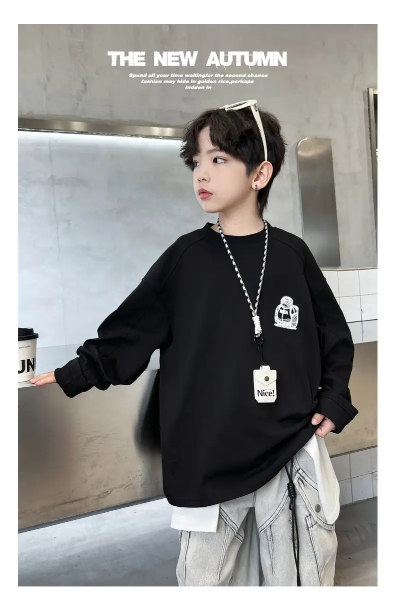 Boys Sweatshirt Black Long Sleeve Spring 2026 — feature 11