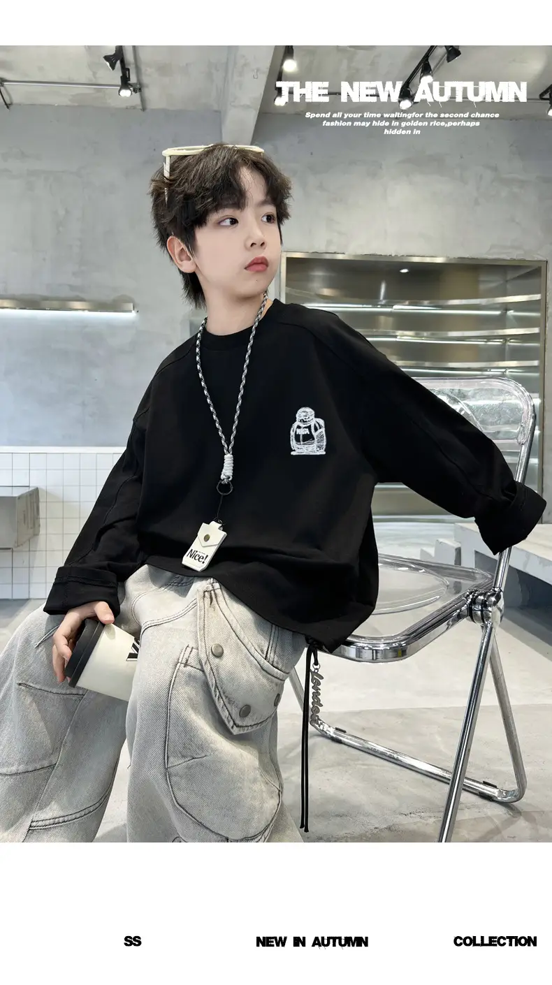 Boys Sweatshirt Black Long Sleeve Spring 2026 — feature 13