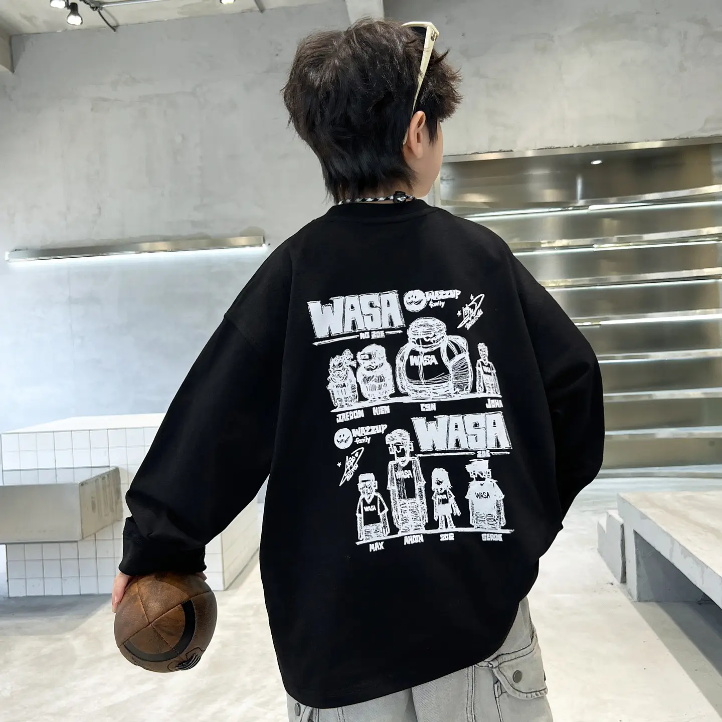 Boys Sweatshirt Black Long Sleeve Spring 2026 - Image 2