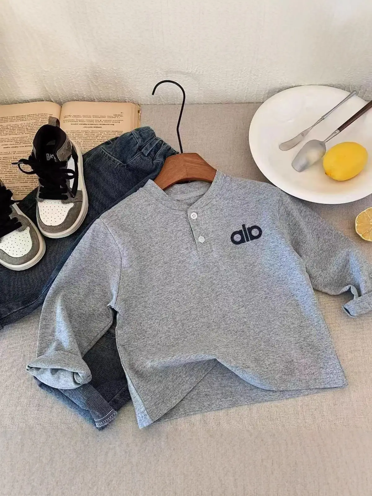 Alphabet Printed Grey Polo T-Shirt for Boys