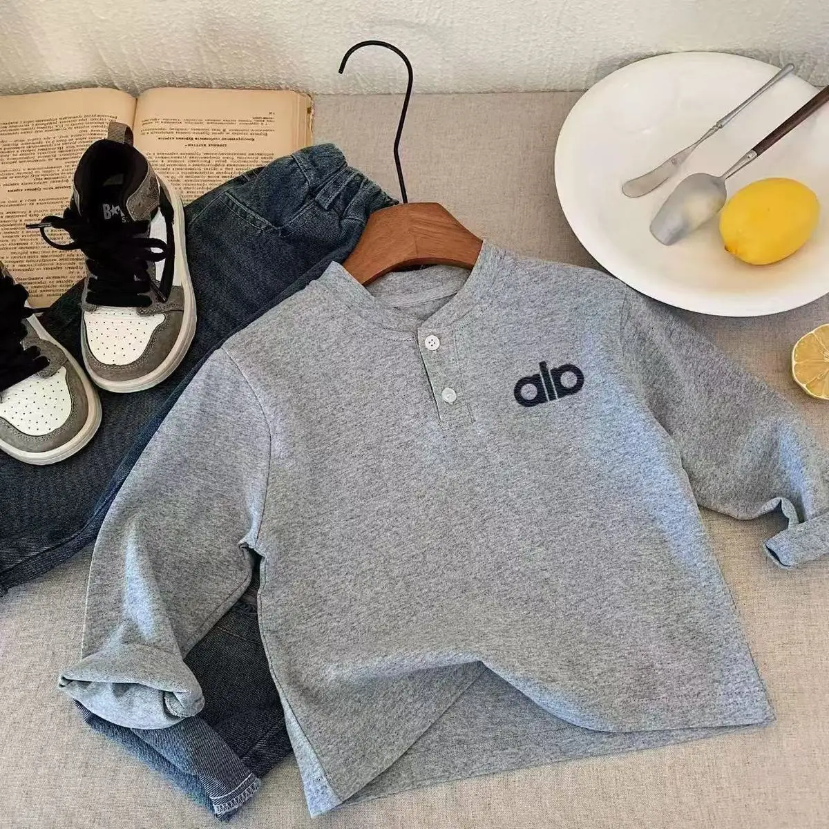Alphabet Printed Grey Polo T-Shirt for Boys — feature 11