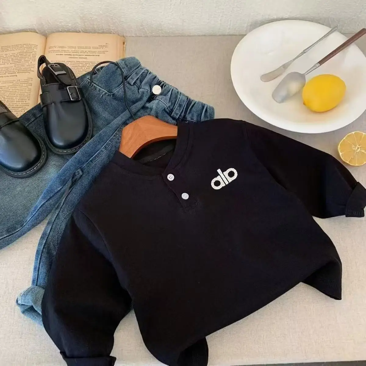 Alphabet Printed Grey Polo T-Shirt for Boys