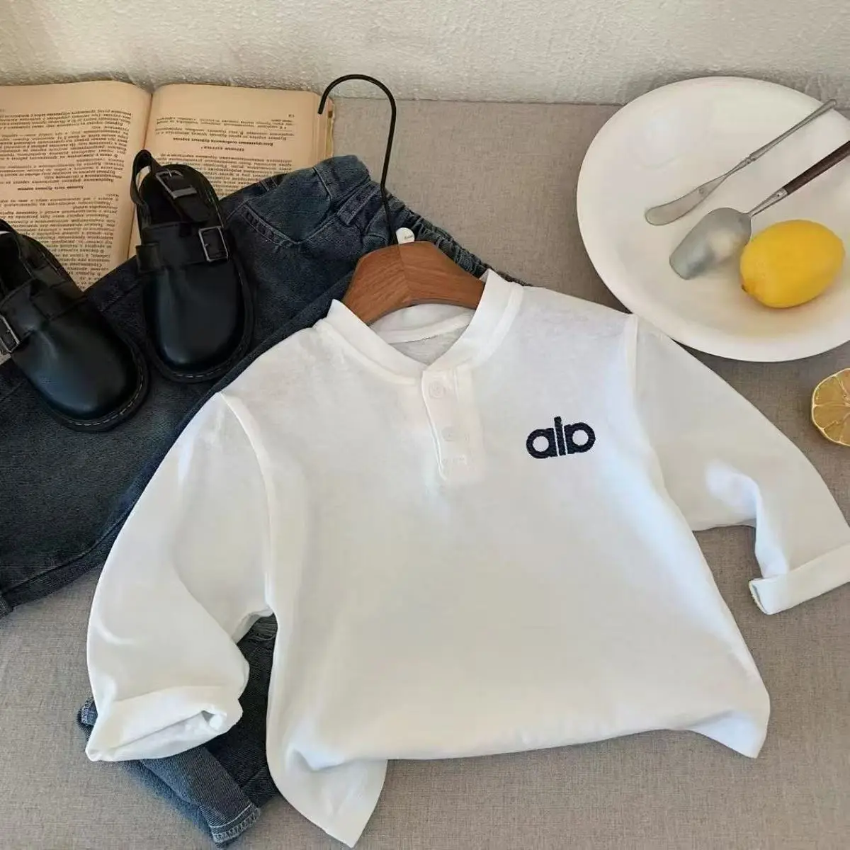 Alphabet Printed Grey Polo T-Shirt for Boys