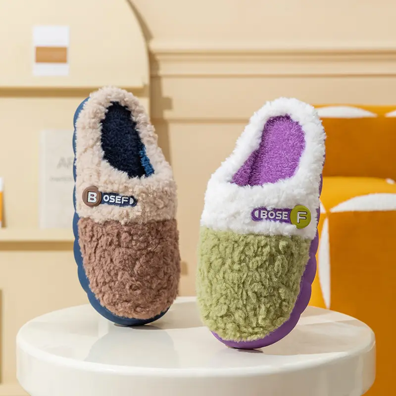 Cotton Slippers for Women, Winter Home Indoor Autumn and Winter Women's Home New Men's Waterproof Kidsren's Thick-Soled Slippers — feature 11
