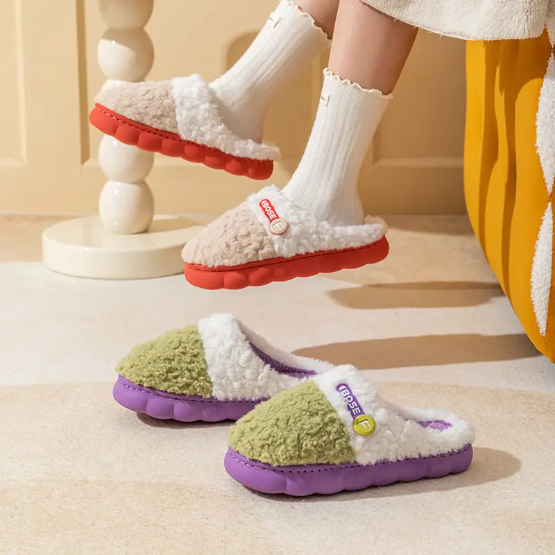 Cotton Slippers for Women, Winter Home Indoor Autumn and Winter Women's Home New Men's Waterproof Kidsren's Thick-Soled Slippers — feature 13