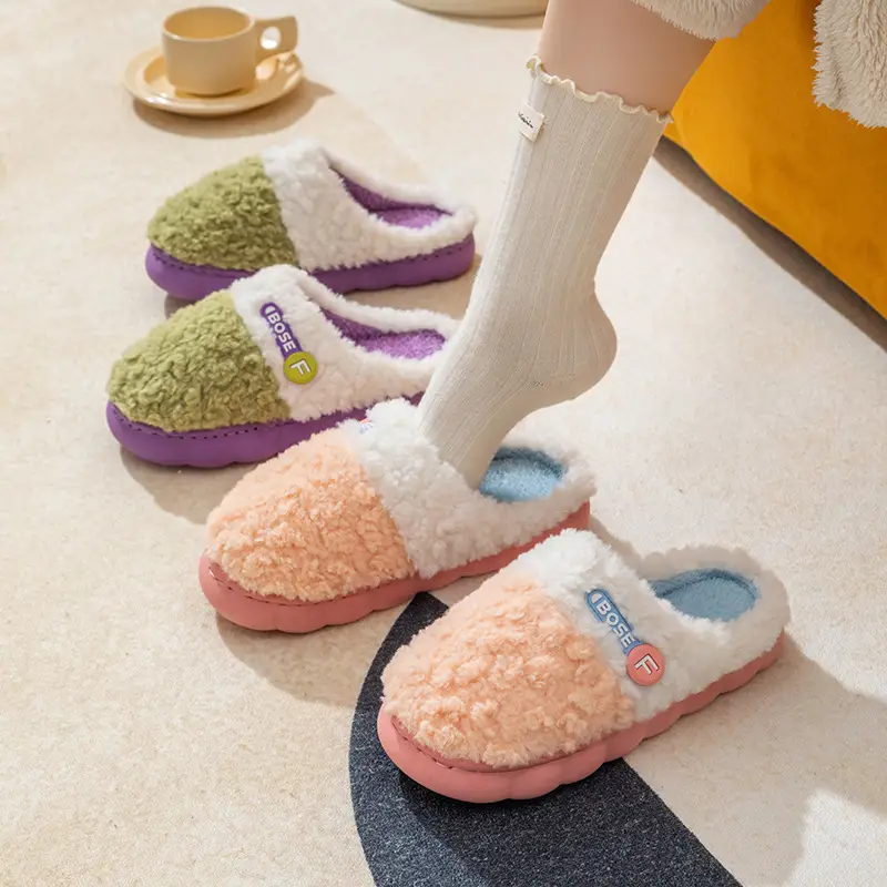 Cotton Slippers for Women, Winter Home Indoor Autumn and Winter Women's Home New Men's Waterproof Kidsren's Thick-Soled Slippers — feature 14