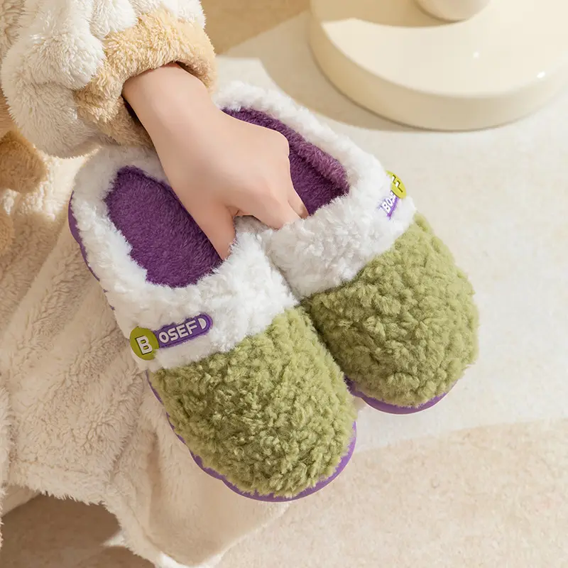 Cotton Slippers for Women, Winter Home Indoor Autumn and Winter Women's Home New Men's Waterproof Kidsren's Thick-Soled Slippers — feature 16