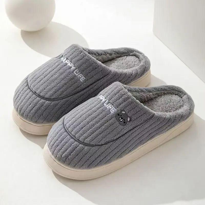 Cotton Slippers for Women, Winter Home Indoor Autumn and Winter Women's Home New Men's Waterproof Kidsren's Thick-Soled Slippers