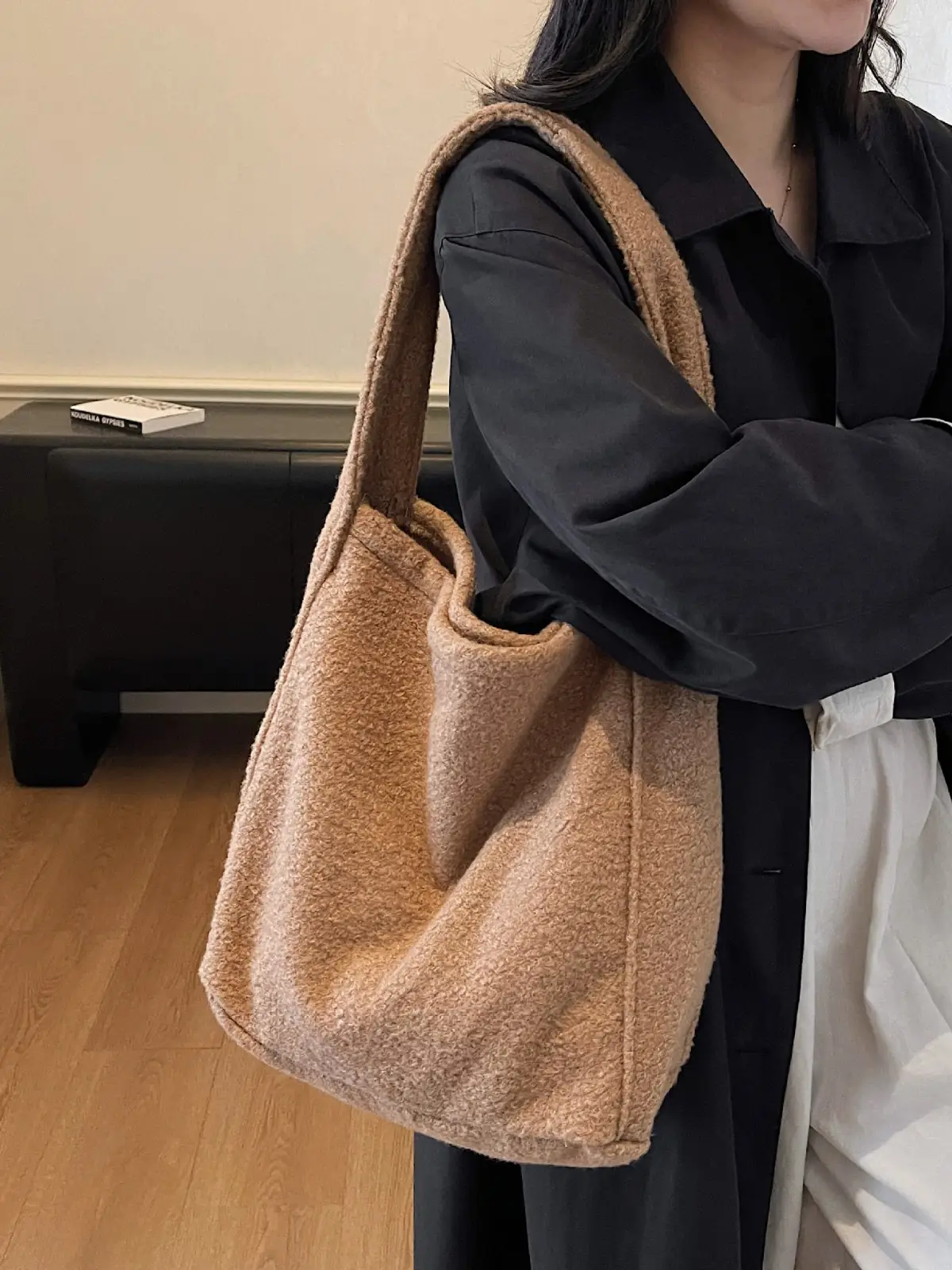 Brown Faux Leather Crossbody Bag Large Capacity Women - Image 8