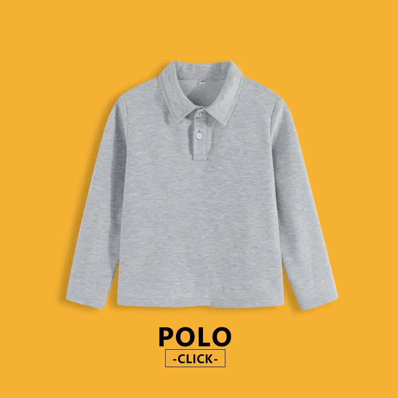White Long-Sleeved Polo Shirt for Boys Spring - Image 6