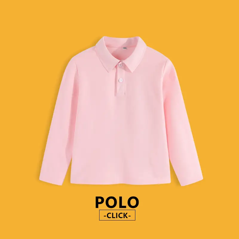 White Long-Sleeved Polo Shirt for Boys Spring - Image 10