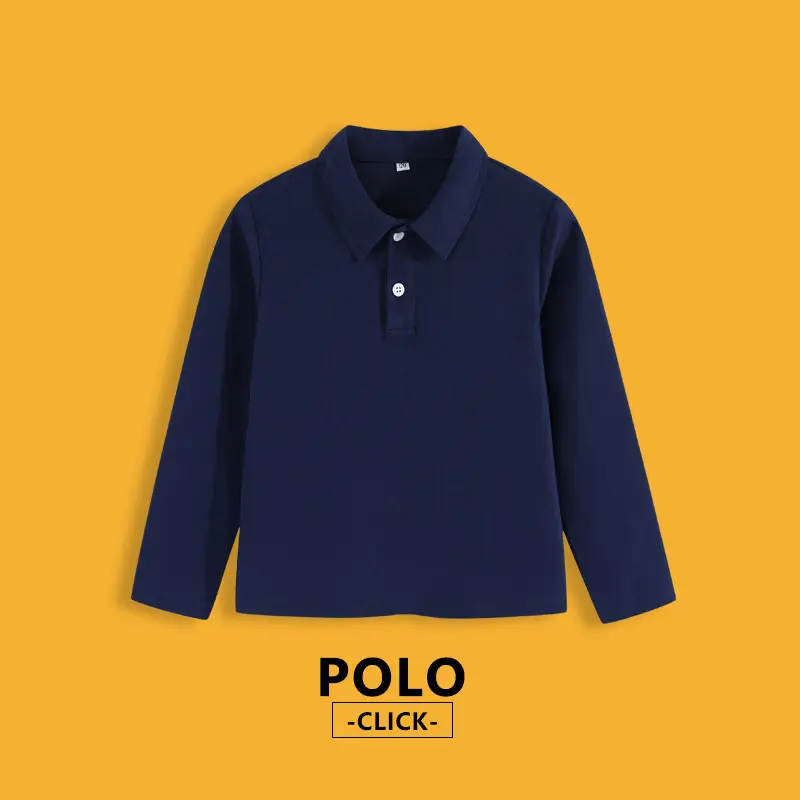 White Long-Sleeved Polo Shirt for Boys Spring - Image 9