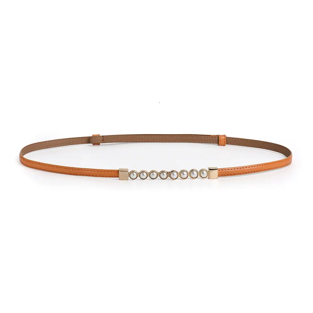 Women's High-End Leather Belt with Pearl Buckle - Image 7