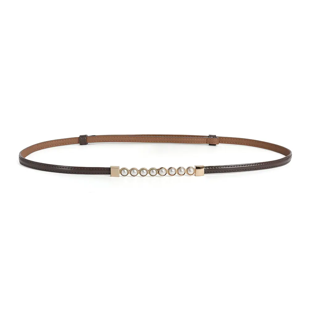 Women's High-End Leather Belt with Pearl Buckle - Image 9