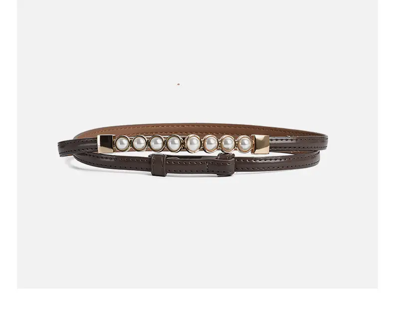 Women's High-End Leather Belt with Pearl Buckle — feature 12