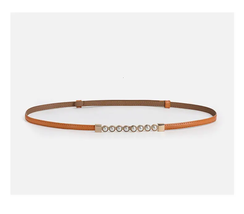 Women's High-End Leather Belt with Pearl Buckle — feature 13