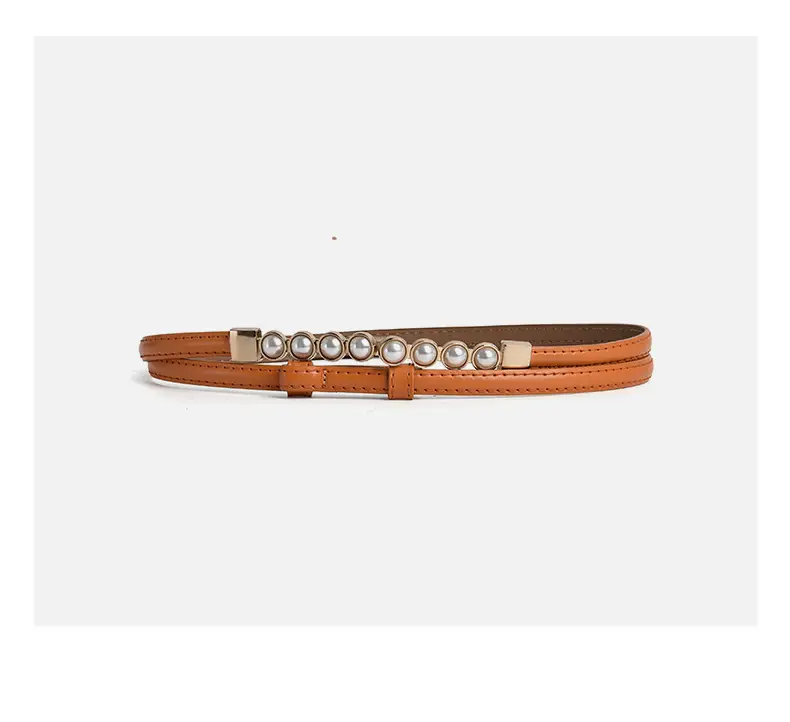Women's High-End Leather Belt with Pearl Buckle — feature 14