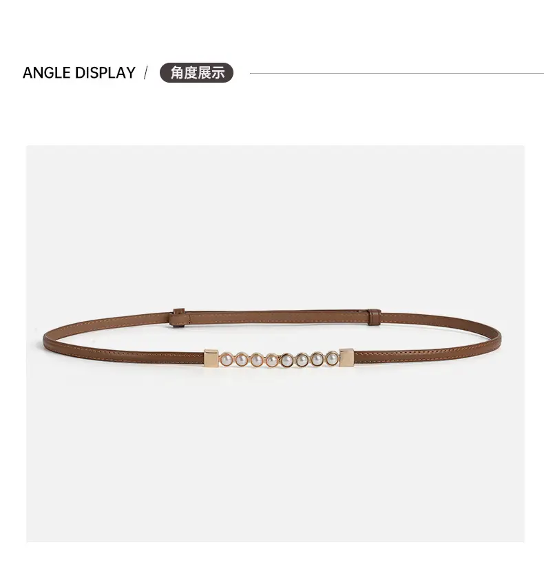 Women's High-End Leather Belt with Pearl Buckle — feature 7