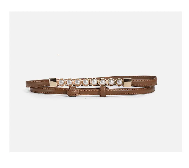 Women's High-End Leather Belt with Pearl Buckle — feature 8