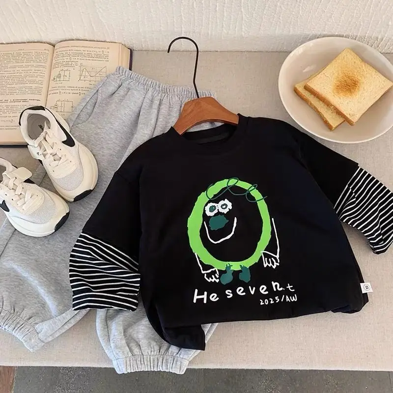 Boys Grey T-Shirt with Cartoon Design Spring Autumn 2025 - Image 4