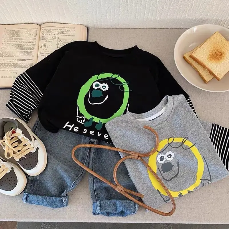 Boys Grey T-Shirt with Cartoon Design Spring Autumn 2025 — feature 5