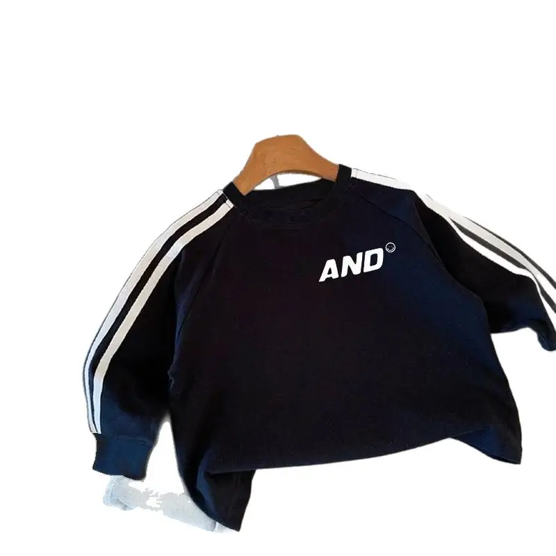 2025 Boys Cotton Long Sleeve T-Shirt Grey Black Stripes - Image 11