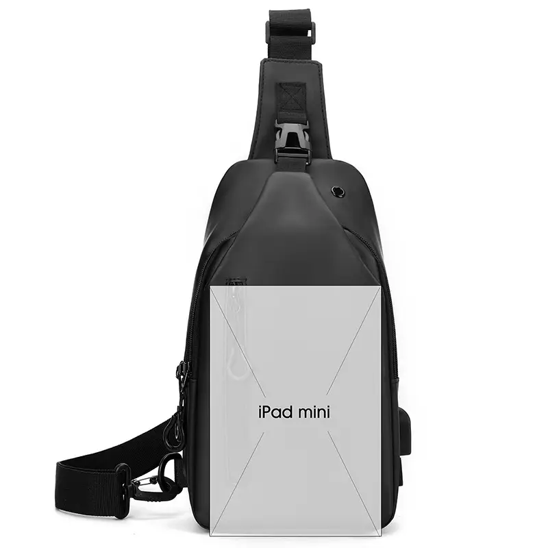 Men's Black USB Charging Crossbody Phone Bag - Image 10