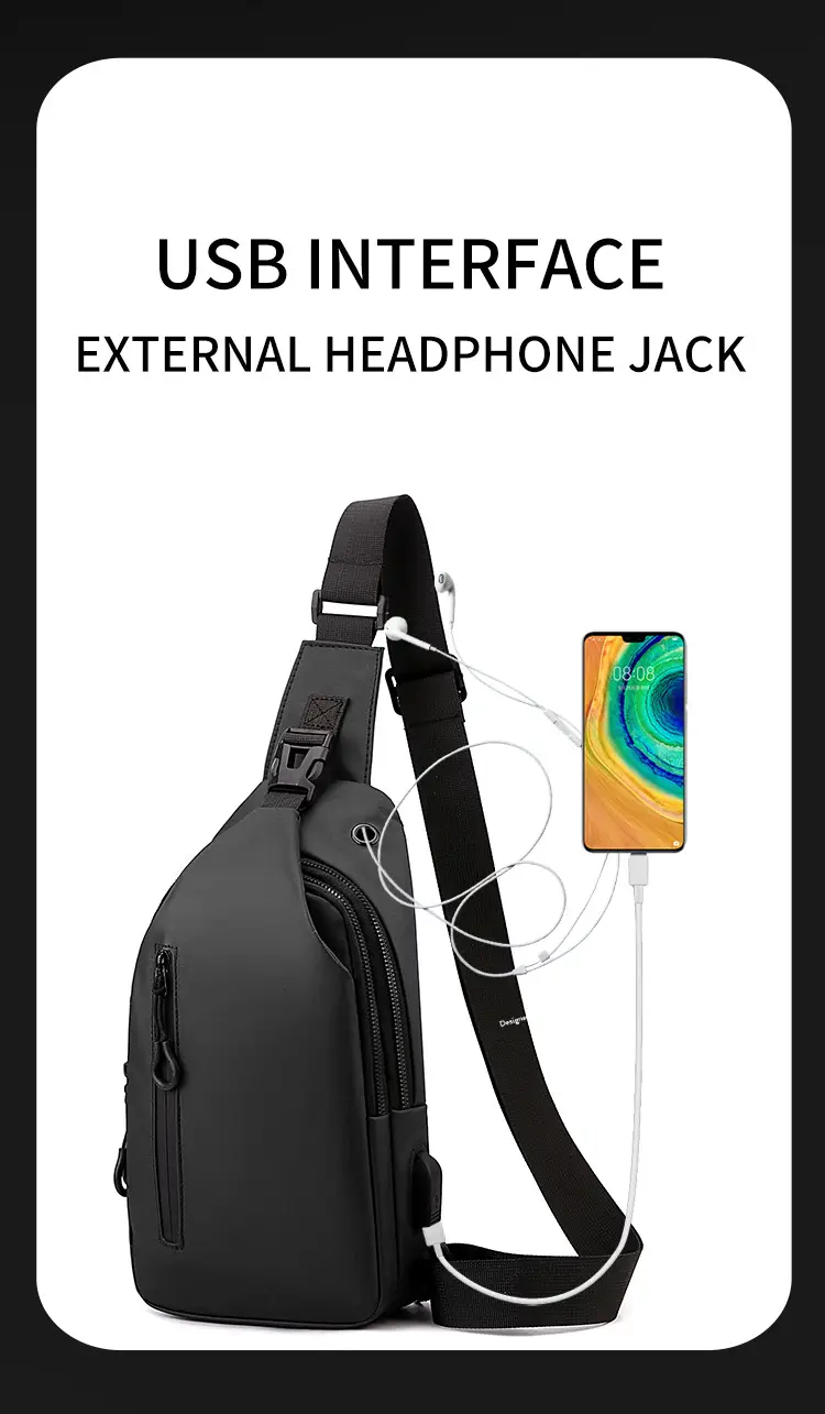 Men's Black USB Charging Crossbody Phone Bag — feature 13
