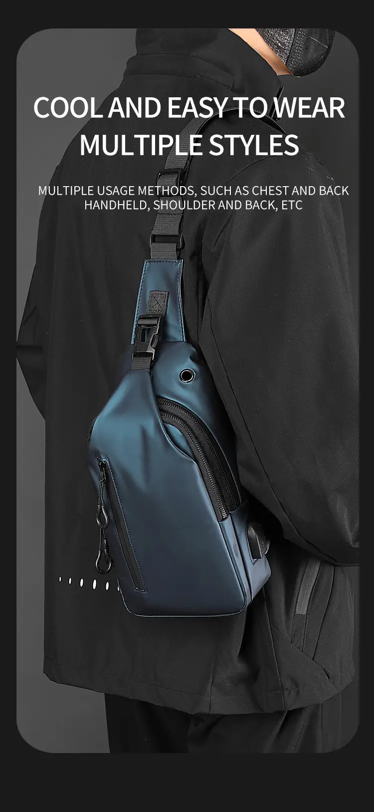 Men's Black USB Charging Crossbody Phone Bag — feature 20
