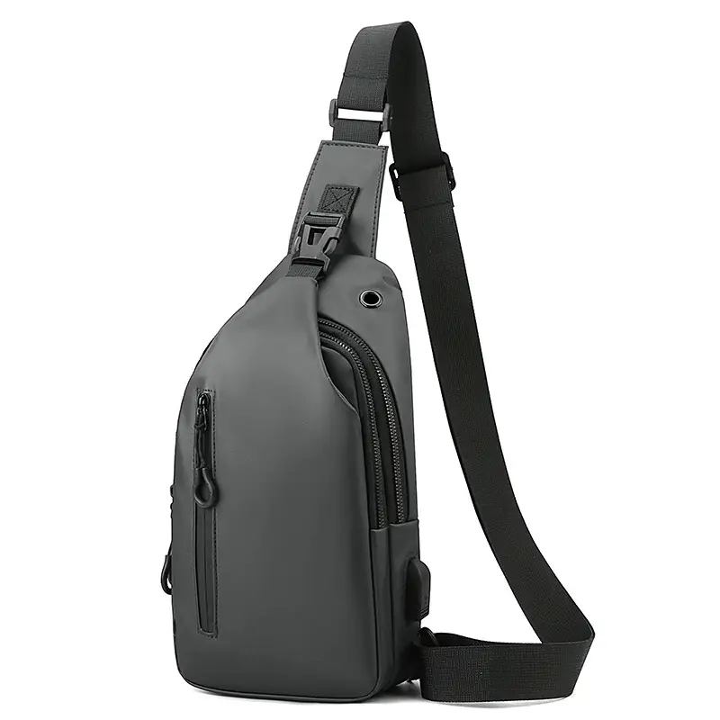 Men's Black USB Charging Crossbody Phone Bag - Image 5