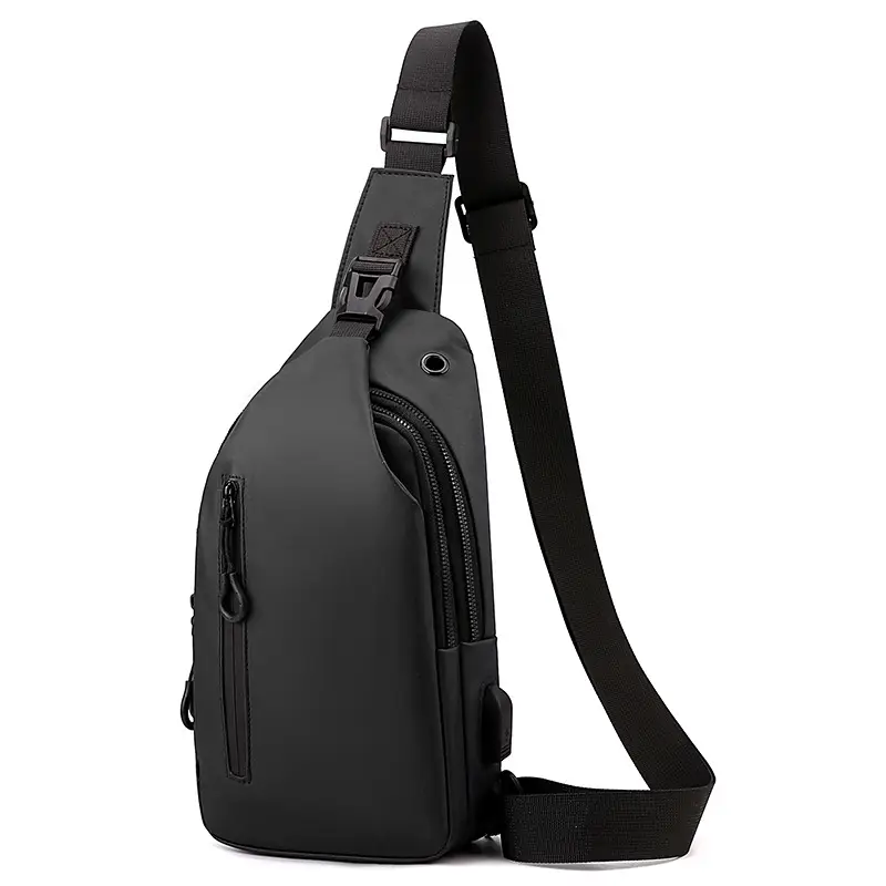 Men's Black USB Charging Crossbody Phone Bag - Image 6