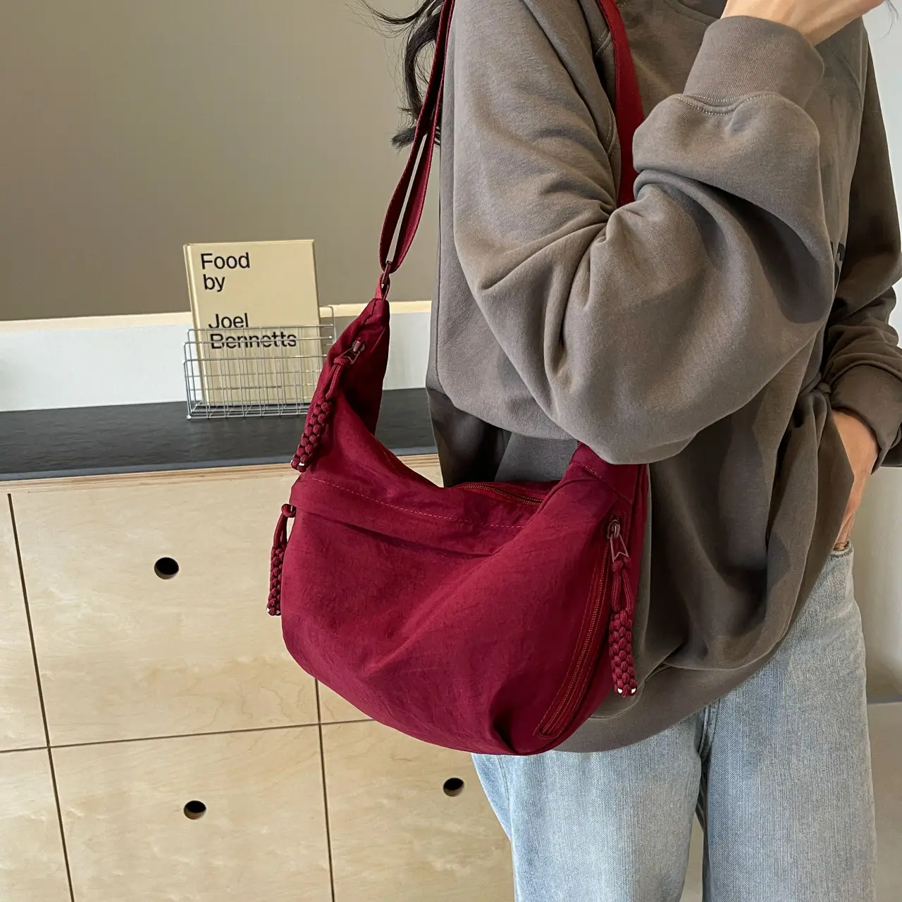 Women's Orange Nylon Crossbody Bag Large Capacity Casual Commute - Image 4