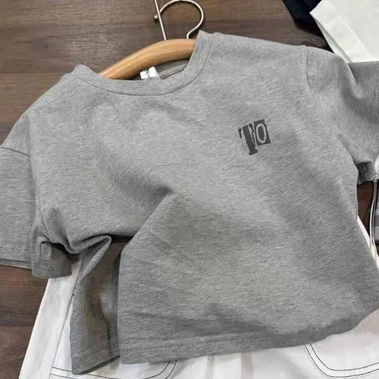Bora Kids T-Shirt Grey Short Sleeve Korean Style