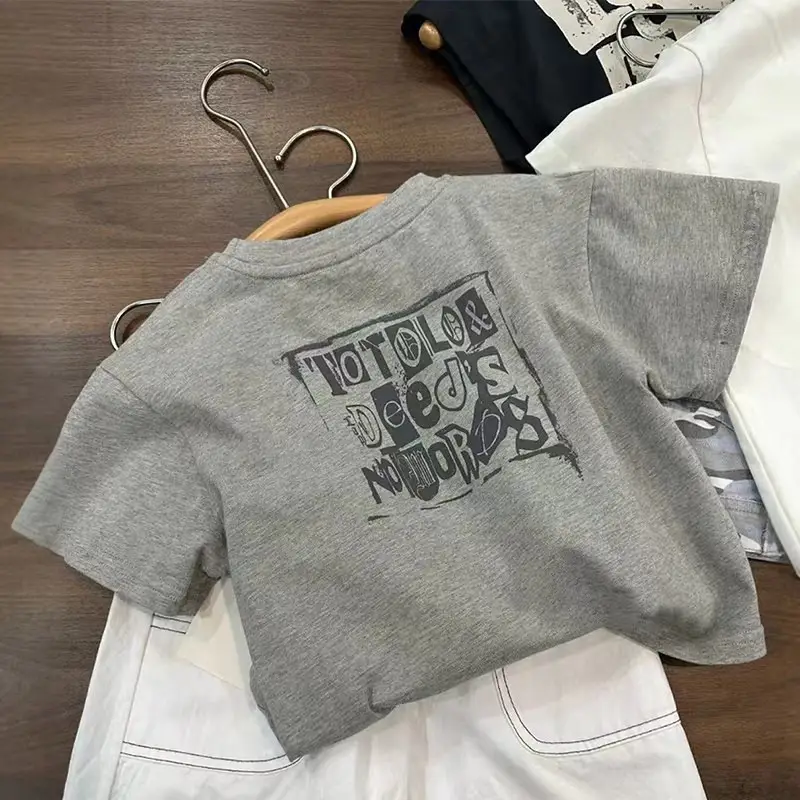 Bora Kids T-Shirt Grey Short Sleeve Korean Style — feature 5
