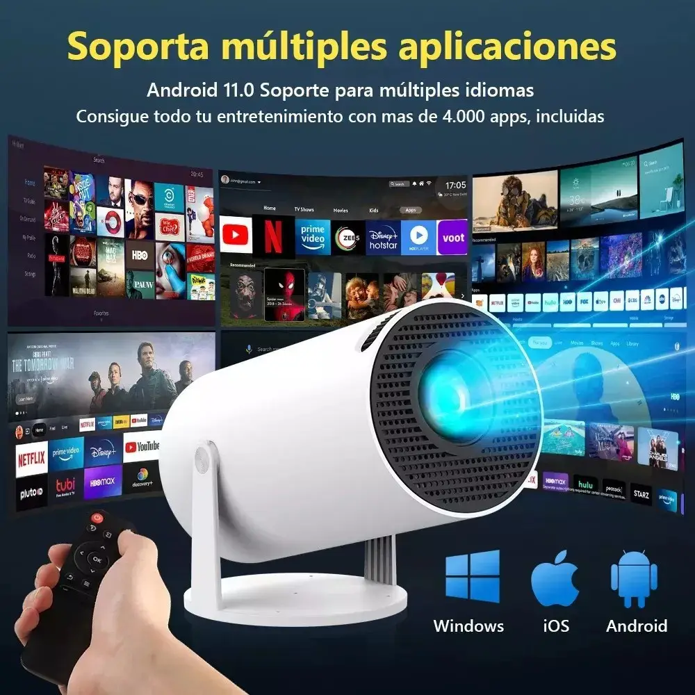 Cross-Border Popular Hy300 Ptz Barrel 4K Home Theater Ultra-High Definition Wall Projection Portable Projector