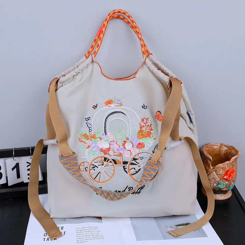 Cartoon Embroidered Eco-Friendly Shoulder Bags 4 Pcs - Image 15