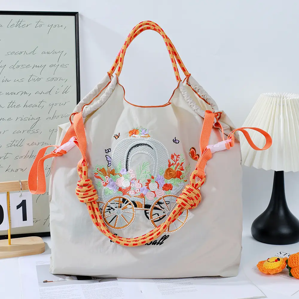Cartoon Embroidered Eco-Friendly Shoulder Bags 4 Pcs - Image 9