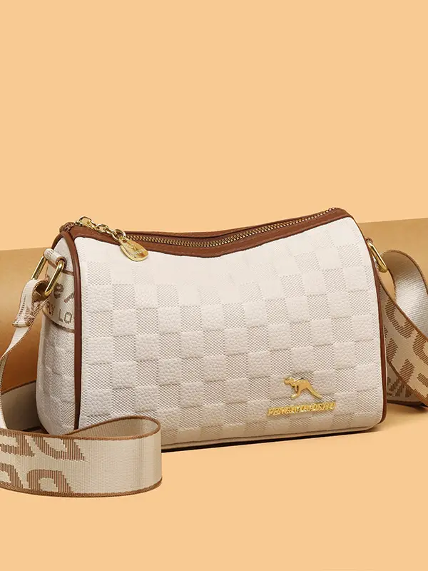 Retro Embossed Shoulder Bag with Wide Strap - Image 5