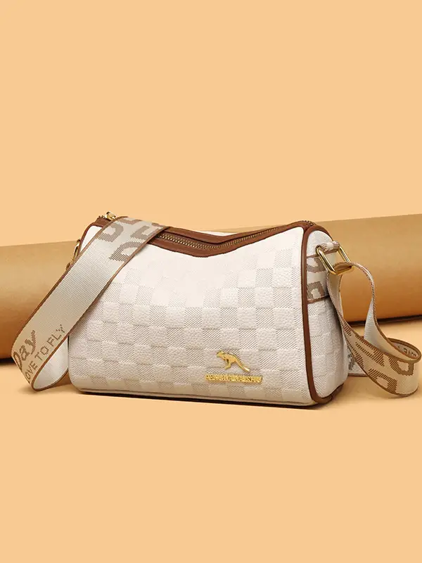 Retro Embossed Shoulder Bag with Wide Strap - Image 6
