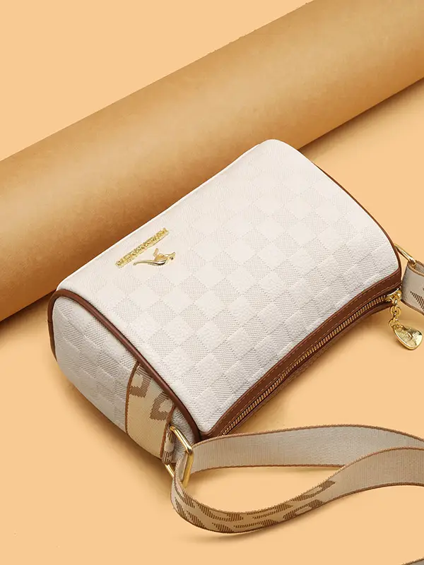 Retro Embossed Shoulder Bag with Wide Strap - Image 7