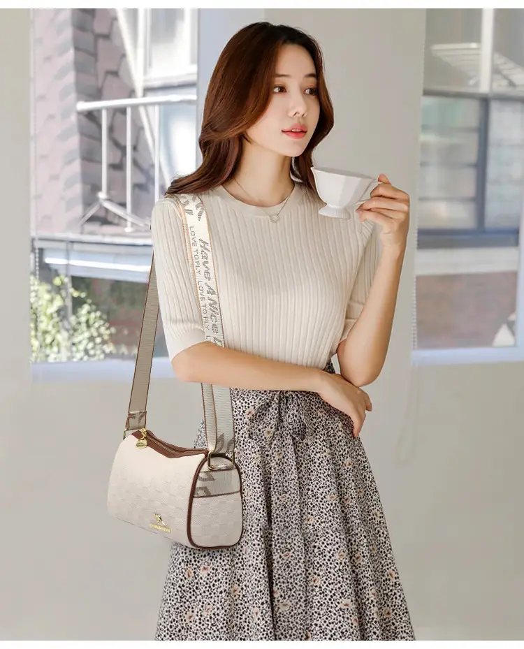 Retro Embossed Shoulder Bag with Wide Strap — feature 10