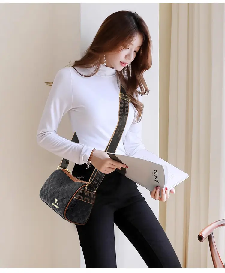 Retro Embossed Shoulder Bag with Wide Strap — feature 11