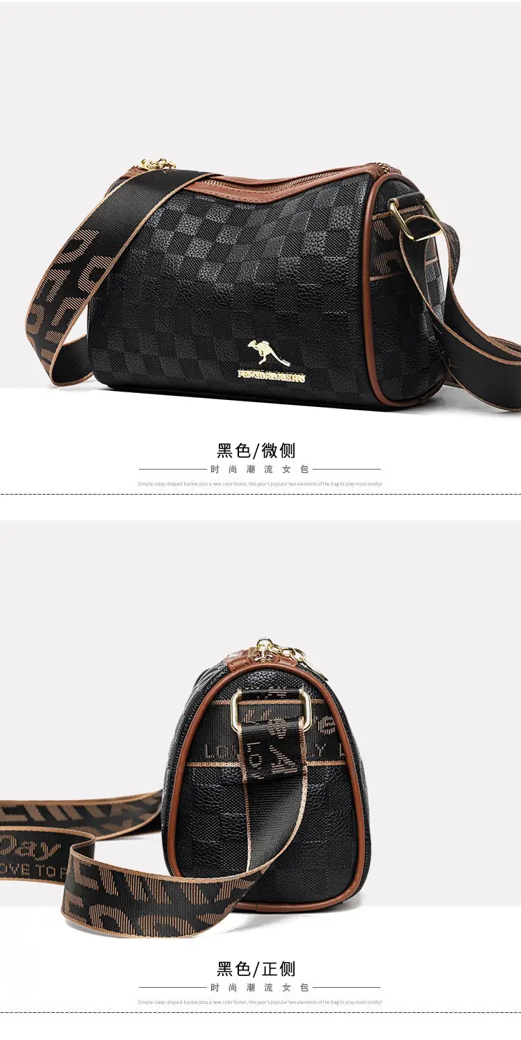 Retro Embossed Shoulder Bag with Wide Strap — feature 17